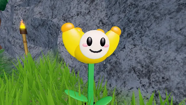 A cheerful yellow flower with a smiling face